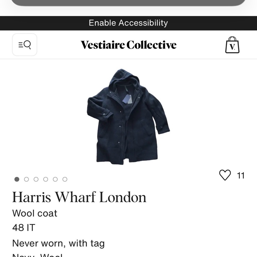 Harris Wharf London Navy Wool Coat